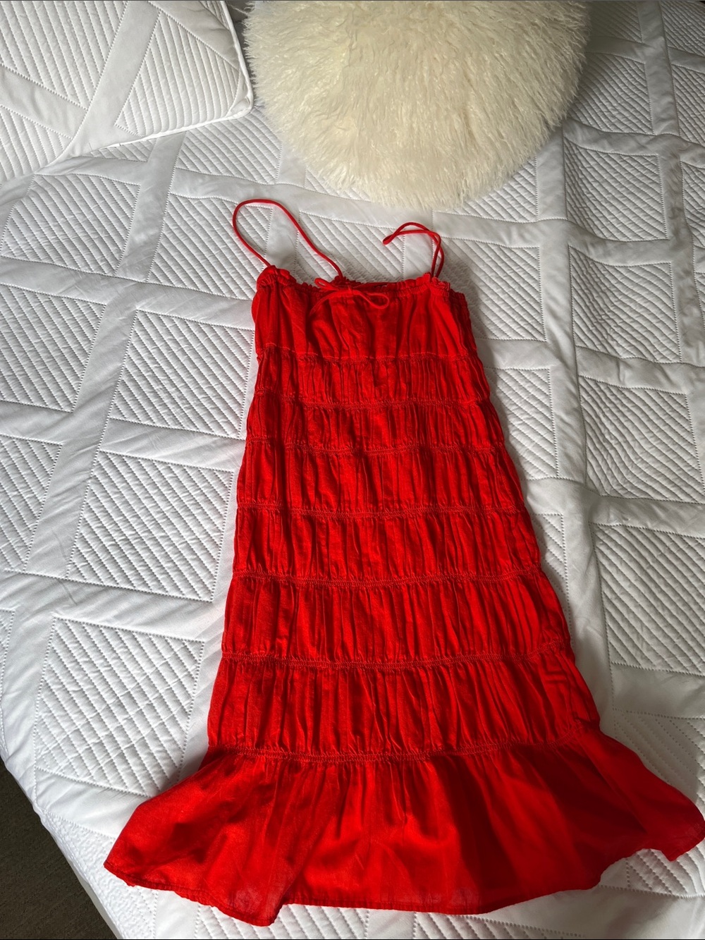 H&M Red Tiered Slip Dress with NON-Adjustable Straps